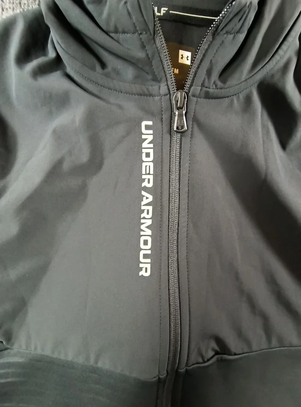 Under Armour Jacket Men Medium Black Storm Full Zip Golf Hybrid Hood Pocket M